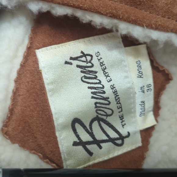  Vintage Berman's Suede Leather Vest with  Shearling Lining Brown Size 36 - Picture 2 of 5